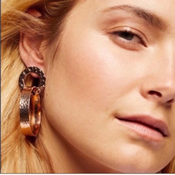 Free People Jewelry - NWT Free People Copper Hammered Hoop Earrings